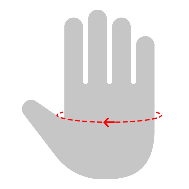 Please measure the circumference your hand around the centre Please measure the circumference your hand around the centre